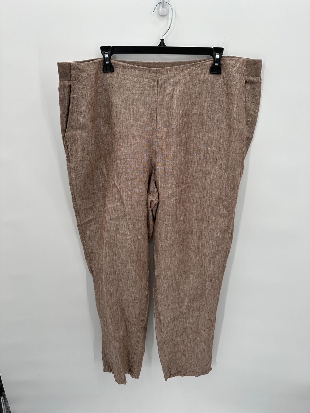 J. JILL Love Linen Pull On Elastic Waist Brown 100% Linen Pants // XL